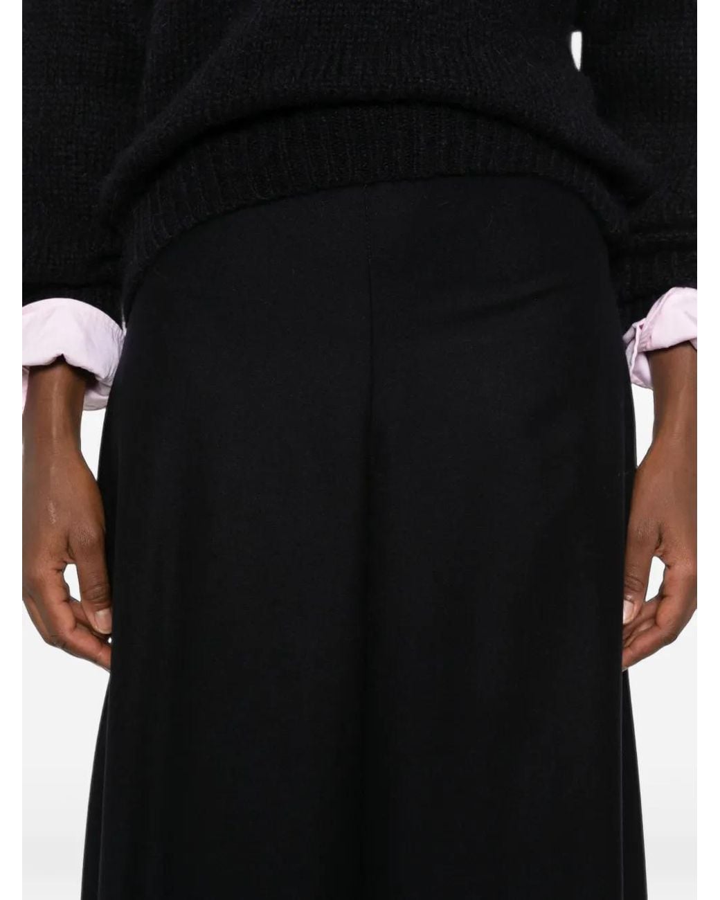Susanne Bommer Black Zip-Fastening Midi A-Line Skirt