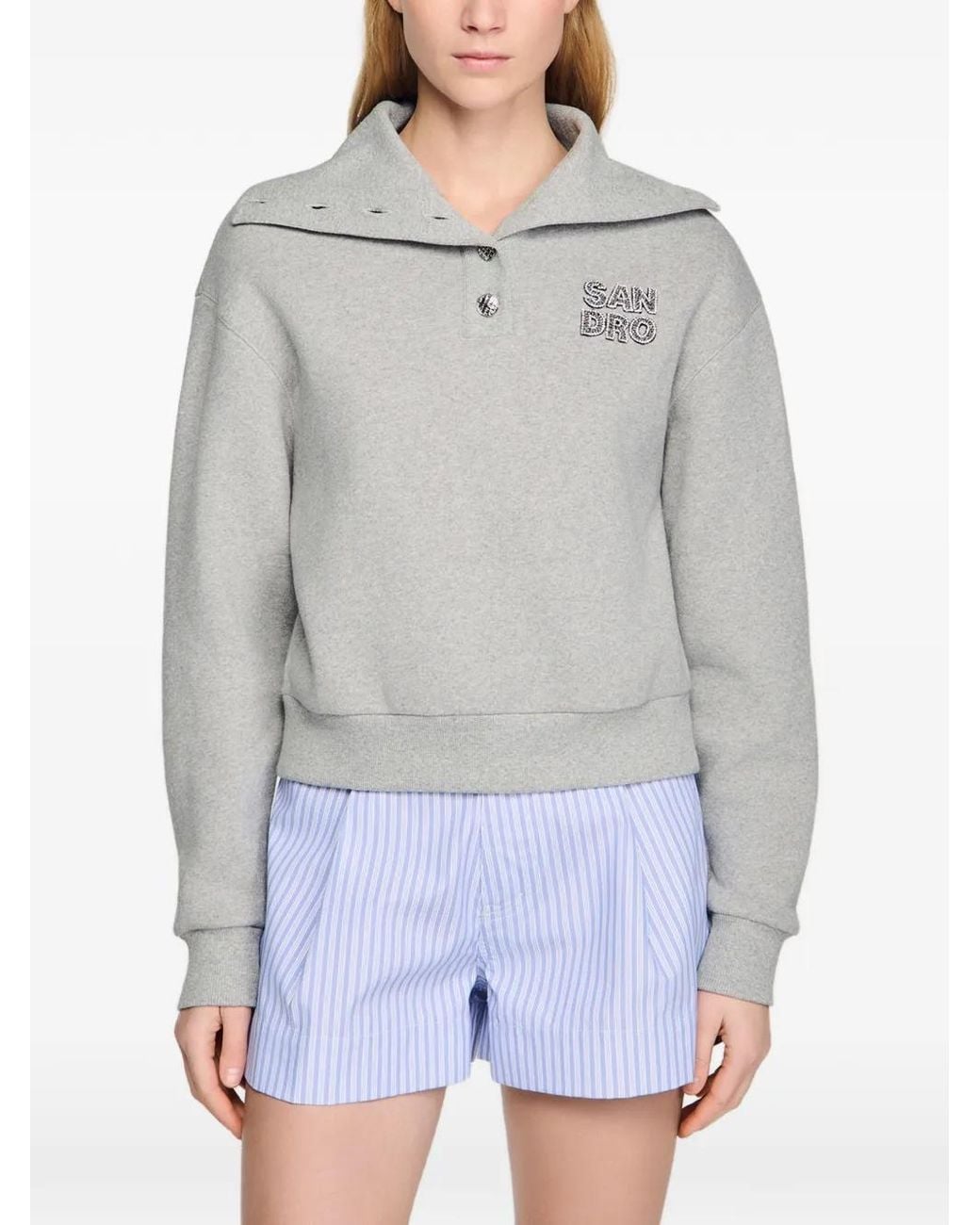 Sweat À Plaque Logo Sandro en coloris Gray