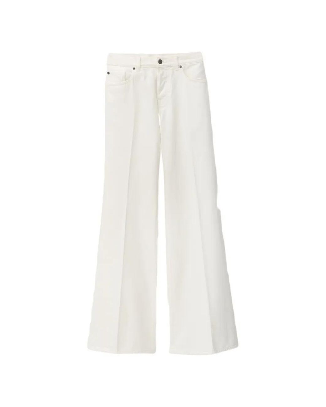 Ba&sh White Badou Pressed-Crease Wide-Leg Jeans