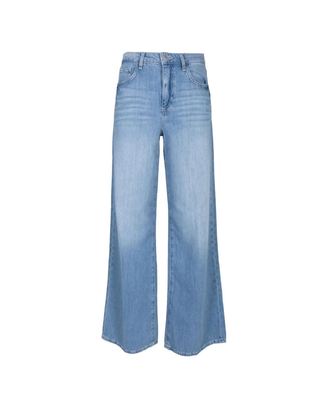L'Agence Blue Faded Wide-Leg Jeans