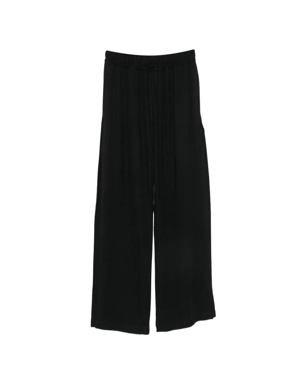 Thom Krom Black Drawstring Wide-Leg Trousers