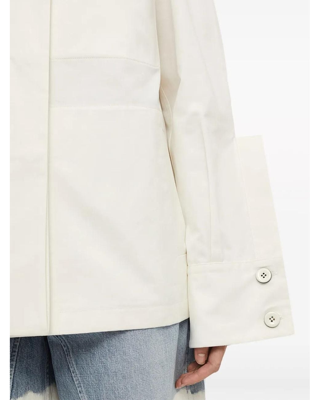 Jil Sander White V-Neck Cotton-Blend Jacket