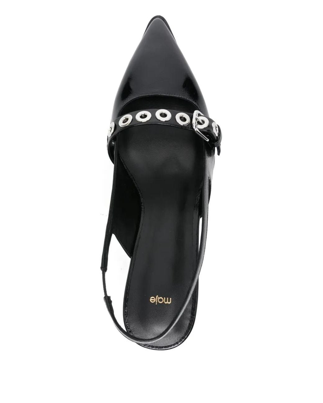 Maje Black Leather Pumps With Eyelet Strap