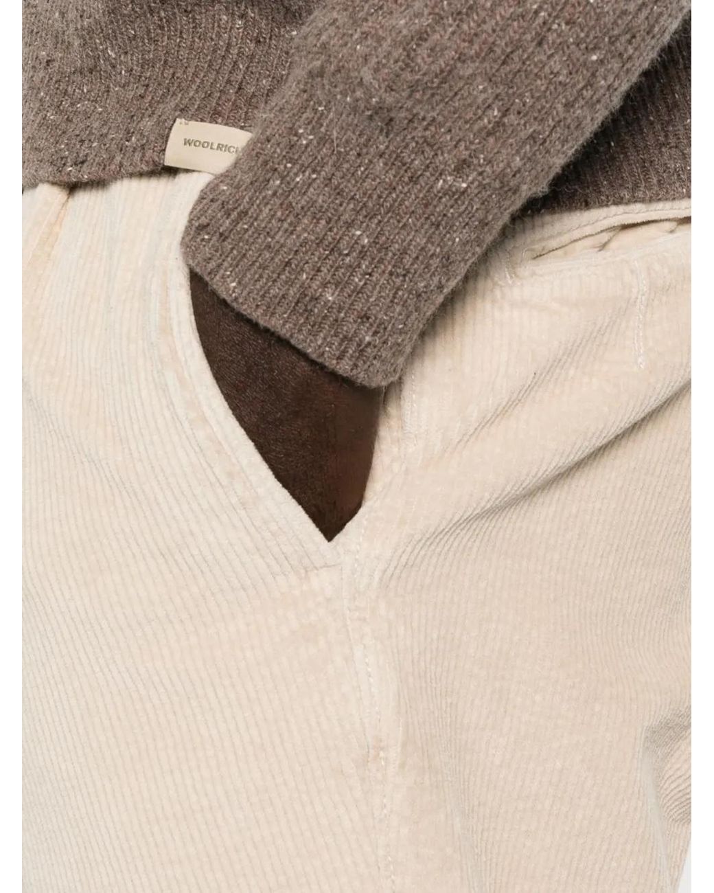 Incotex Natural Pleated Corduroy Trousers for men
