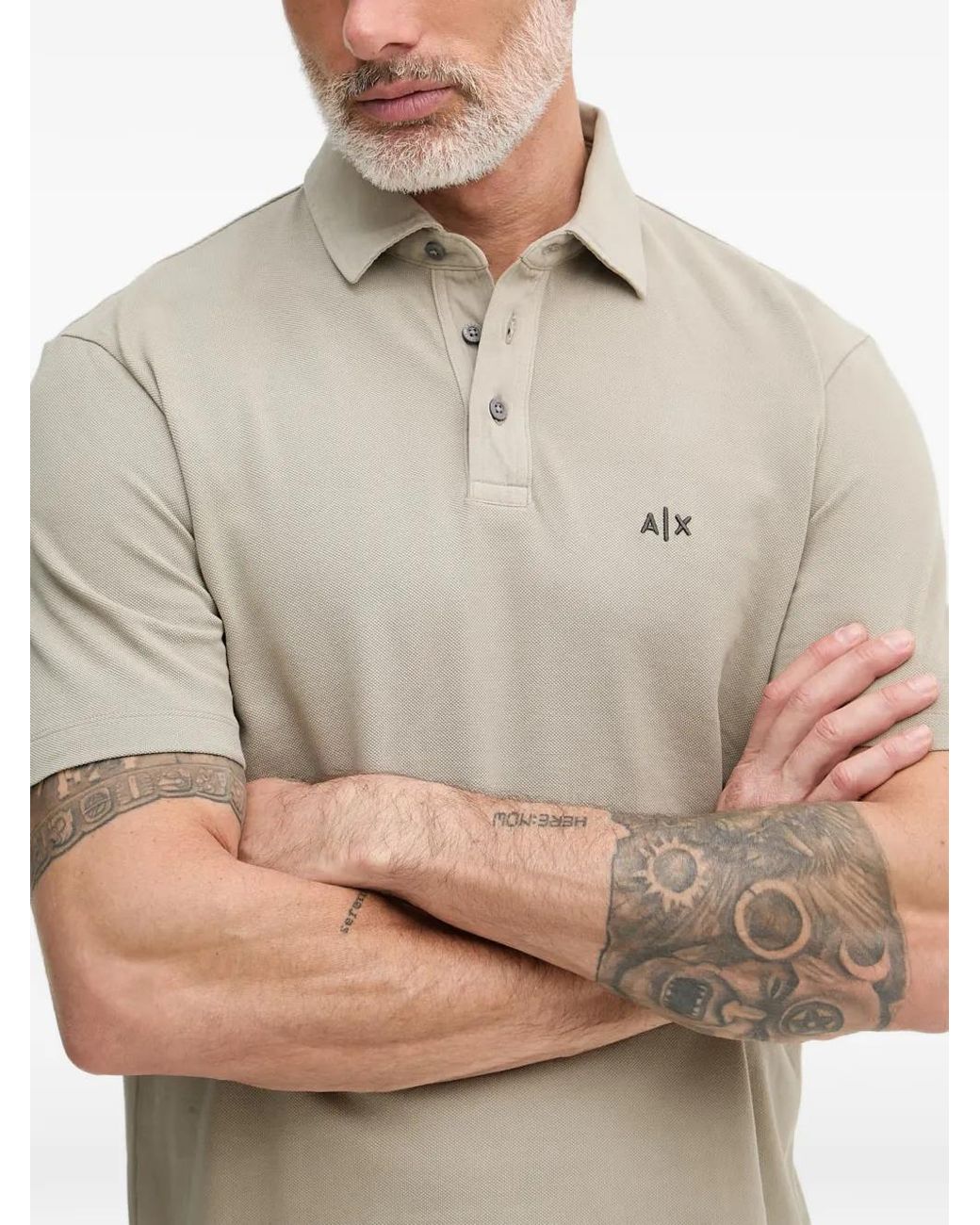 ARMANI EXCHANGE White Logo-Embroidered Polo Shirt for men