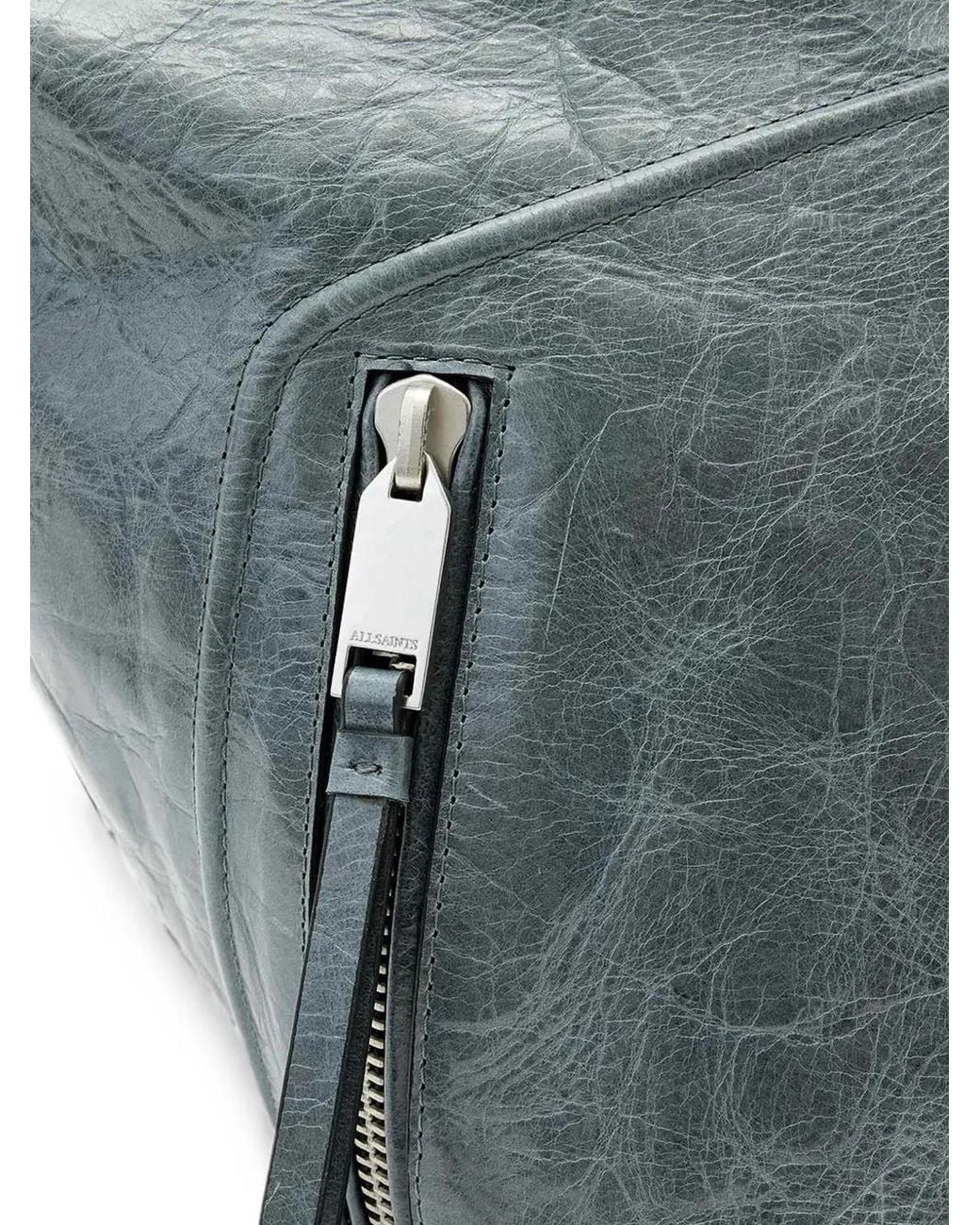AllSaints Blue Crinkled-Leather Tote Bag