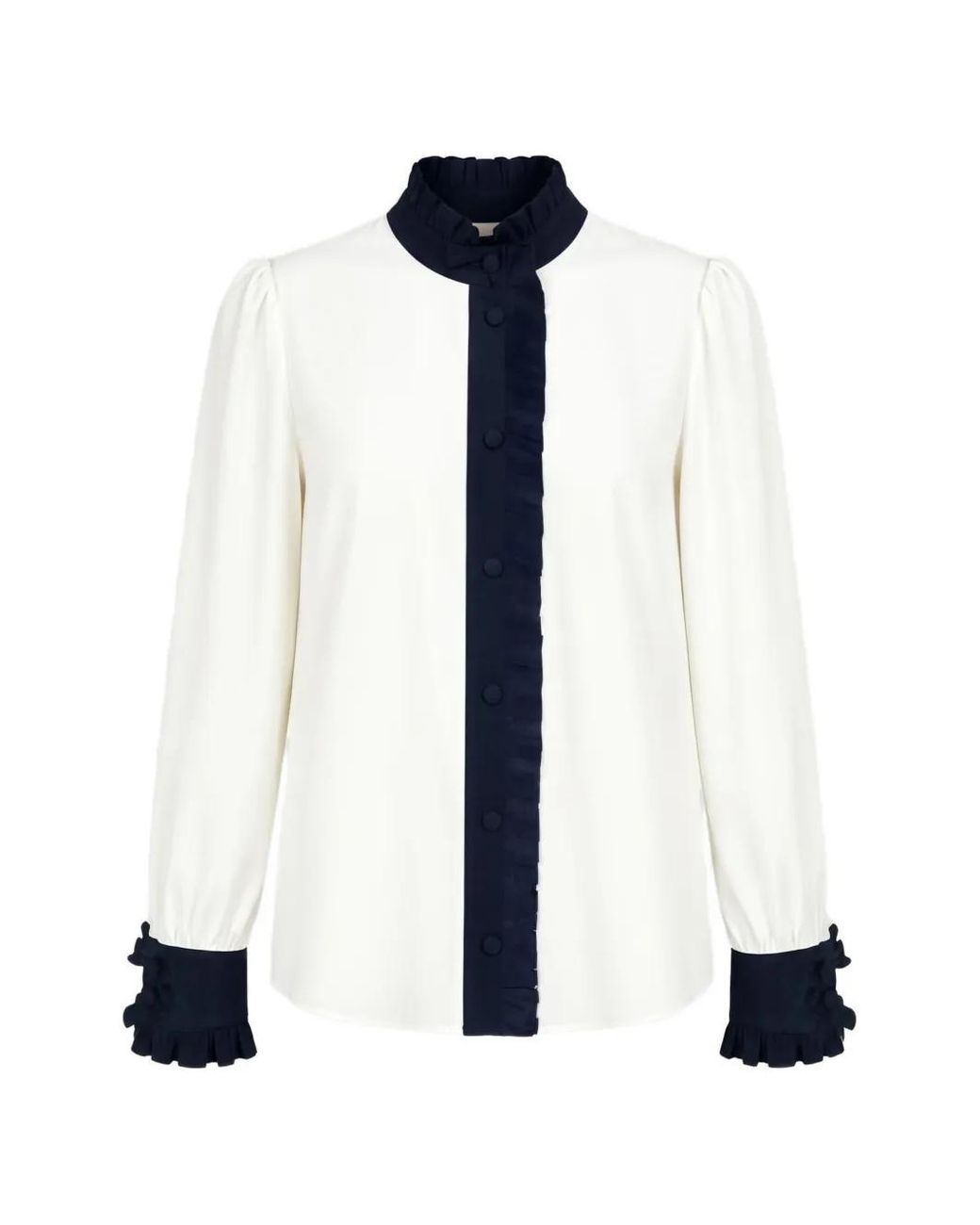 Vivetta White Ruffled Mandarin-Collar Shirt