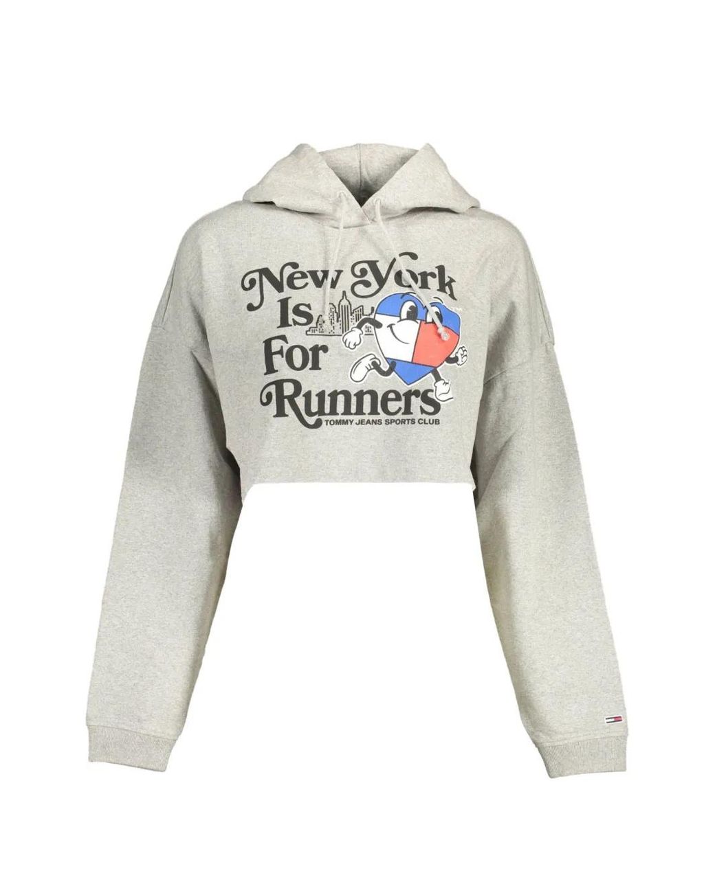 Tommy Hilfiger White Hoodie Crop À Imprimé Graphique