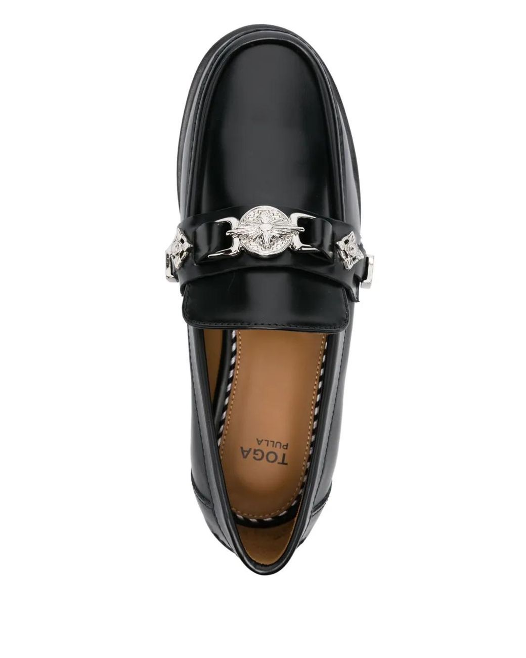 Toga Black Plaque-Detailed Loafers