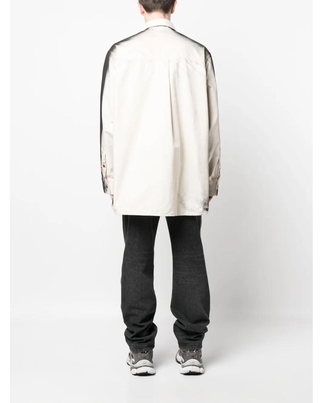 Heron Preston Natural Faded-Effect Logo-Patch Shirt for men