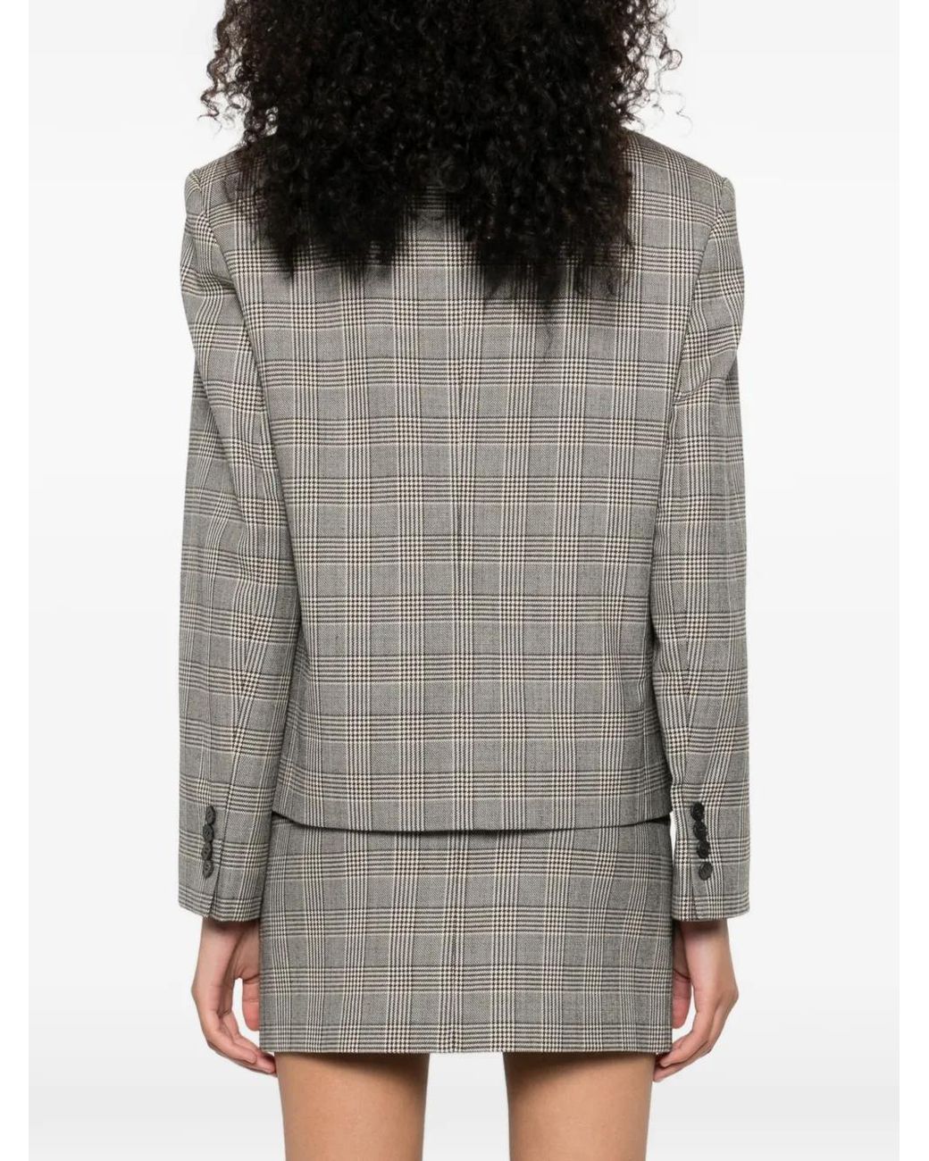 A.M.G Check-Pattern Button-Fastening Jacket in Gray | Lyst