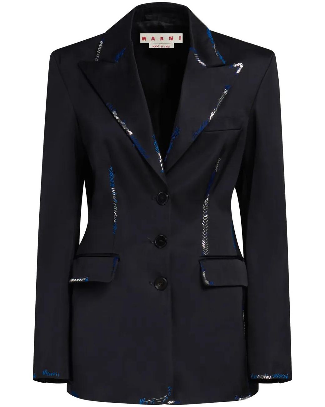 Marni Black Bead-Embellished Single-Breasted Blazer