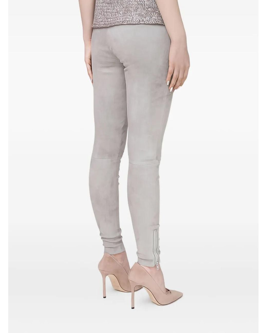 Fabiana Filippi Gray Slim Tapered Leather Trousers