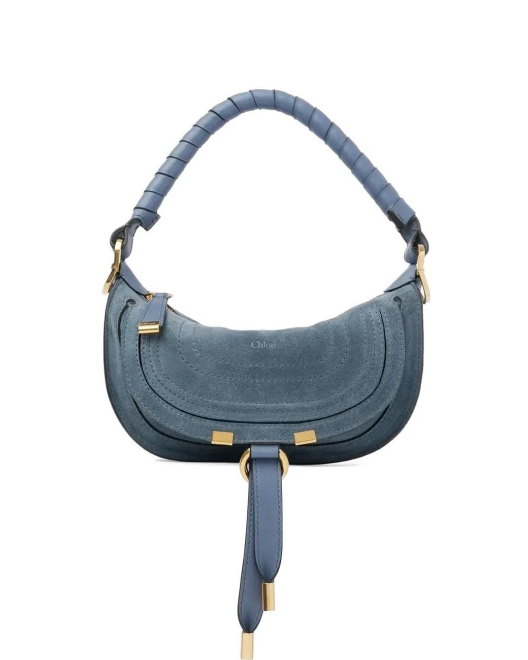 Chloé Blue Marcie Mini Suede Shoulder Bag