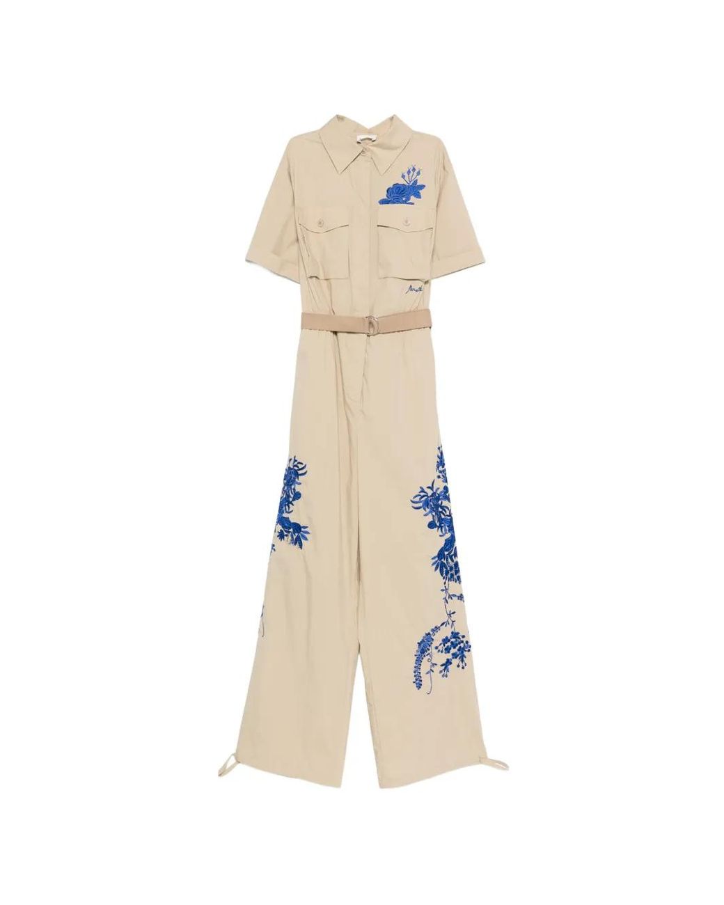 P.A.R.O.S.H. White Floral-Embroidered Jumpsuit