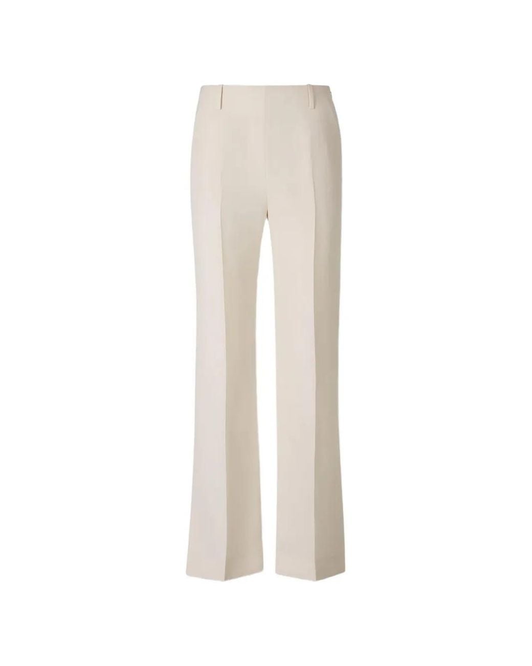 Khaite White Pressed-Crease Slit-Hem Trousers