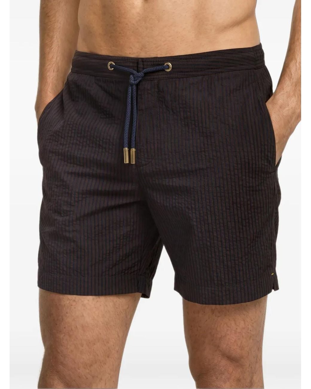 Orlebar Brown Black Bulldog Seersucker Swim Shorts for men