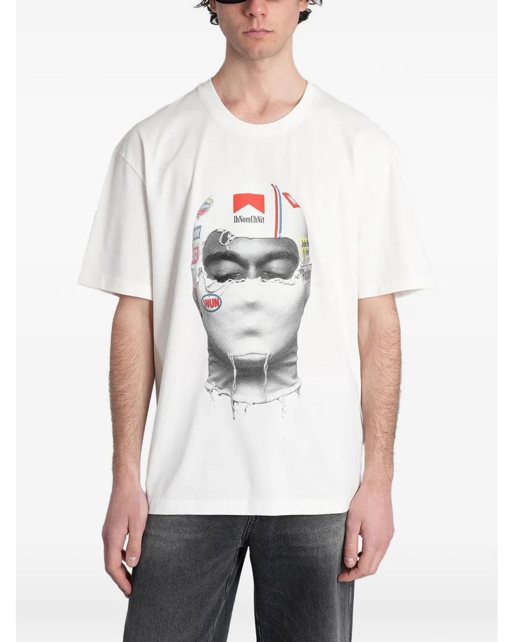 Ih Nom Uh Nit White Graphic-Print Cotton T-Shirt for men