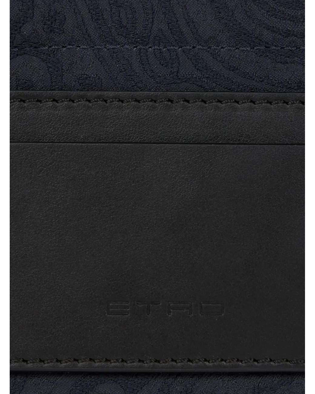 Etro Black Paisley-Pattern Leather-Trim Pouch Bag for men