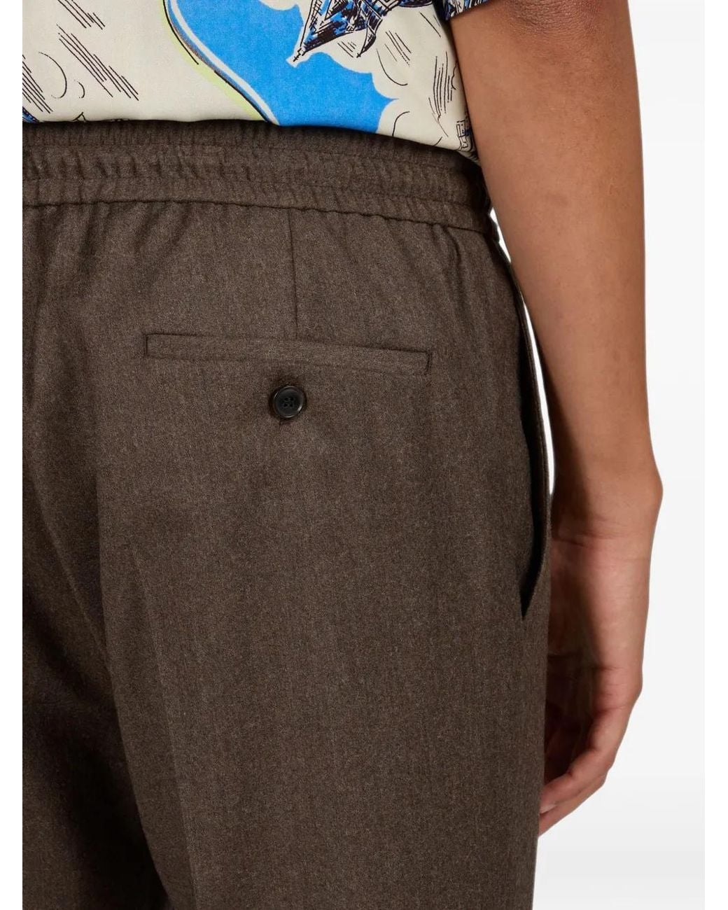 Paul Smith Gray Drawstring-Waist Cuffed-Hem Trousers for men