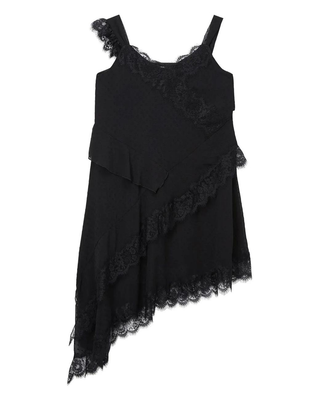 B+ AB Black Asymmetric Lace Dress