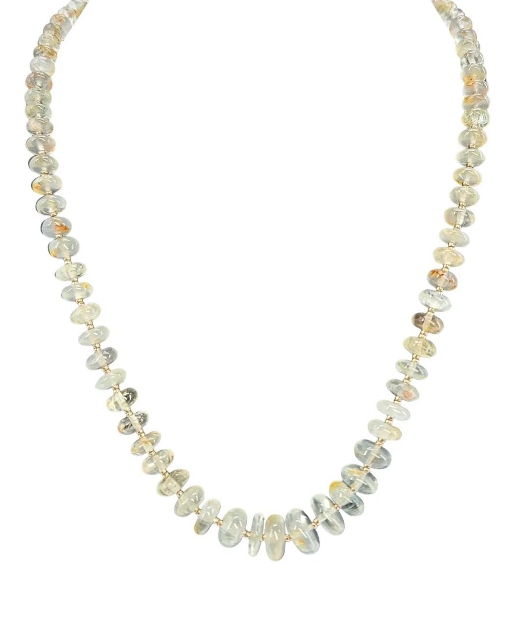 Madison Metallic Aquamarine Beaded Necklace
