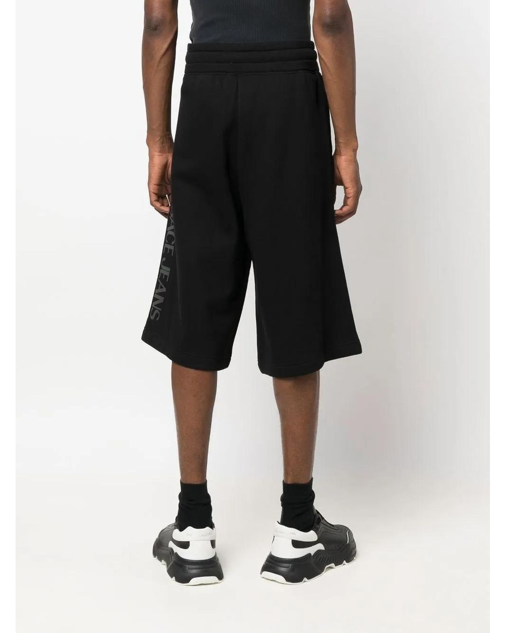 Versace Jeans Couture Black Logo-Print Shorts for men