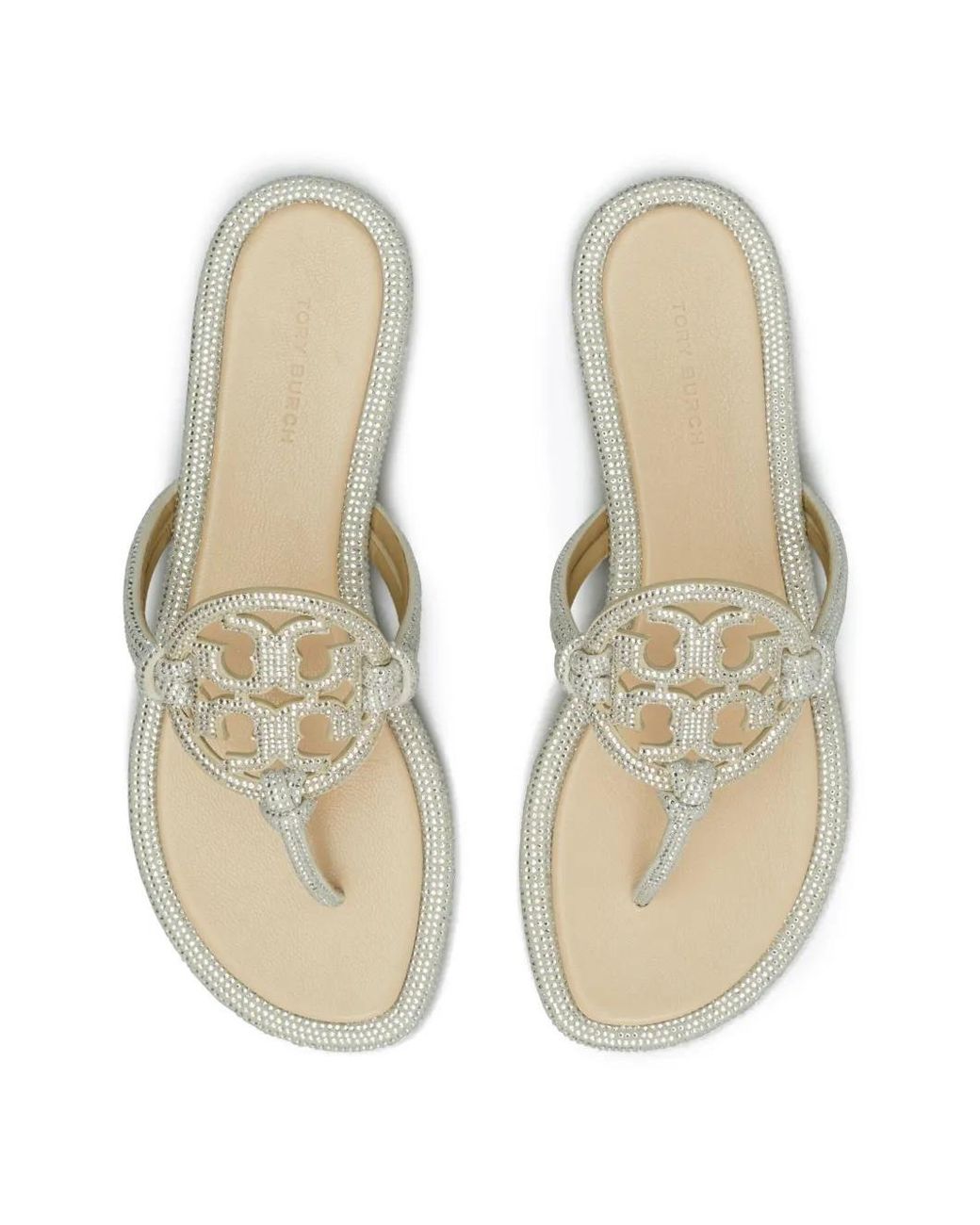 Tory Burch White Miller Pavé Knotted Sandals