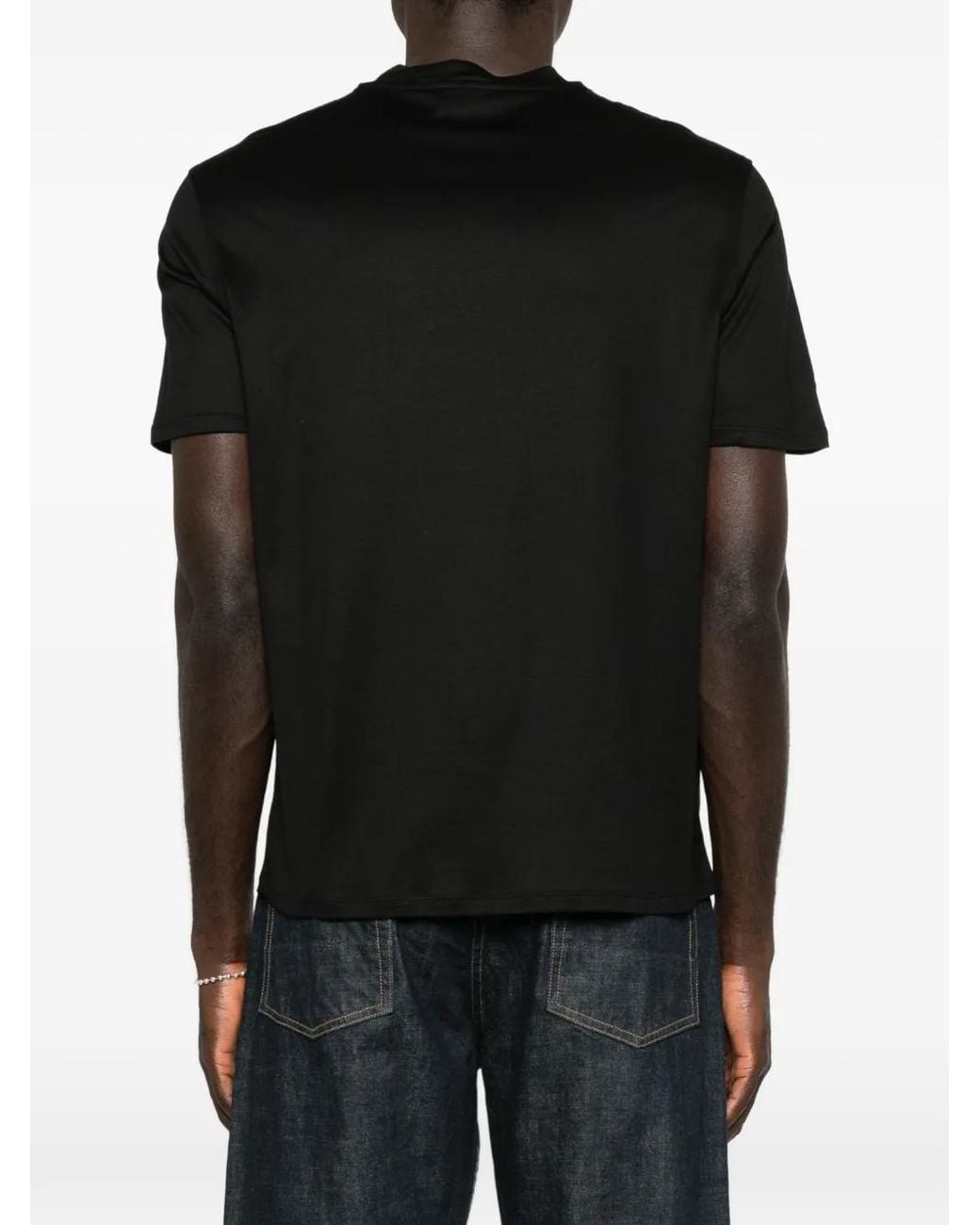 Emporio Armani Black Logo Cotton T-Shirt for men