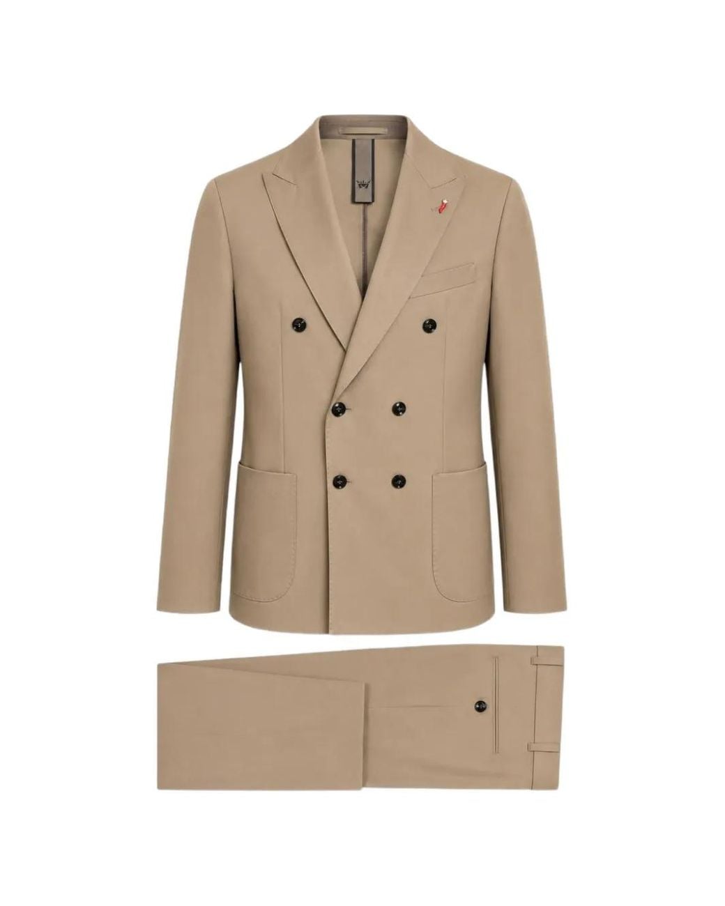 MULISH Natural Double-Breasted Peak-Lapel Suit for men