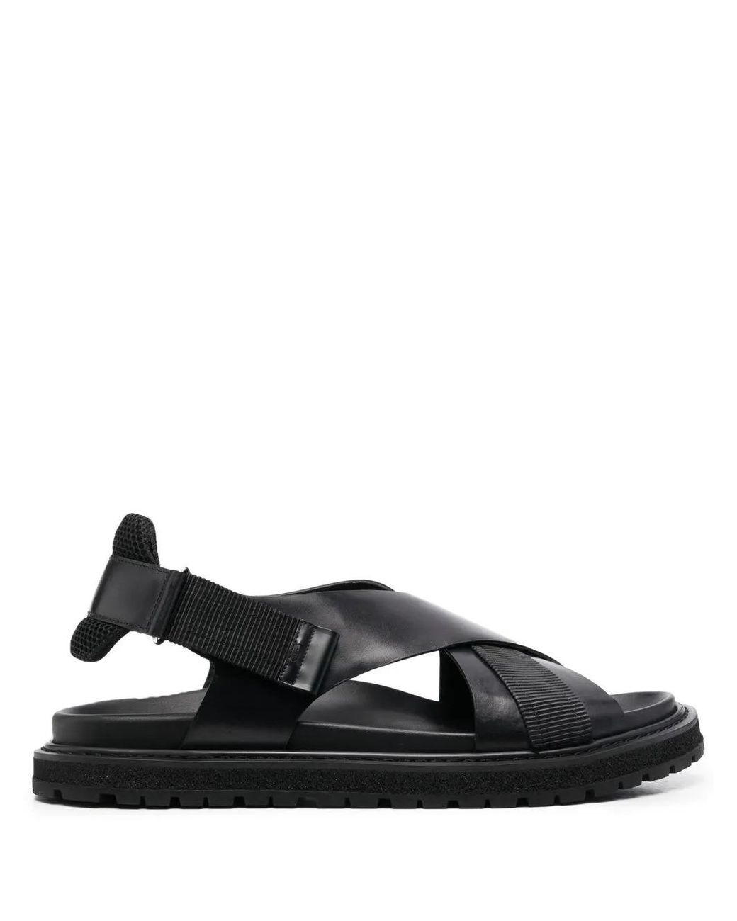 Premiata Black Crossover-Strap Leather Sandals