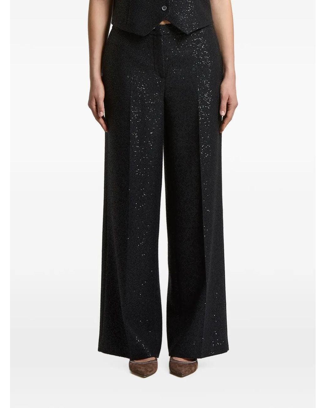 Peserico Black Sequin-Embellished Trousers