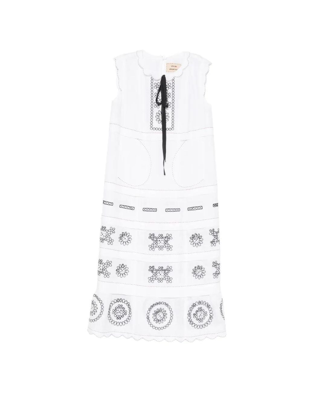 Vita Kin White Phoebe Embroidered Sleeveless Midi Dress
