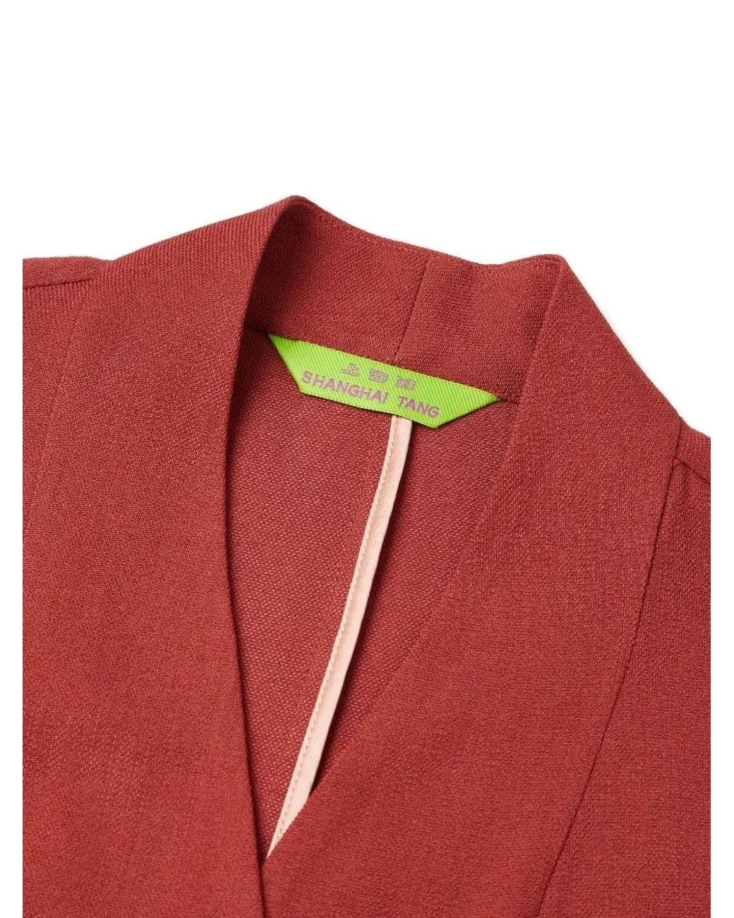 Shanghai Tang Red Wrap Belted Jacket