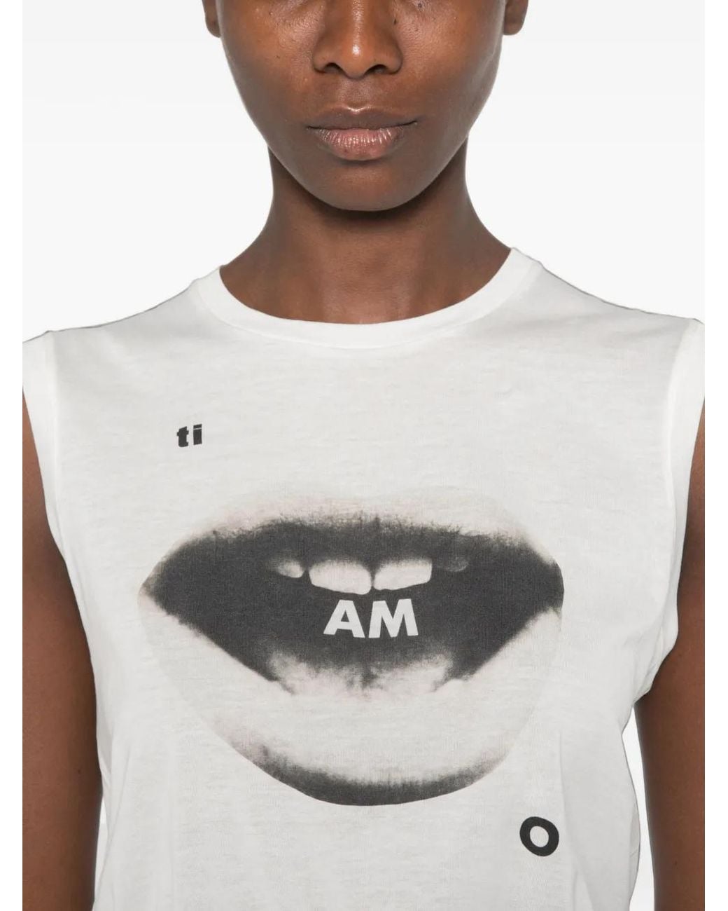 Fendi White Jersey Top With Ti Amo Print