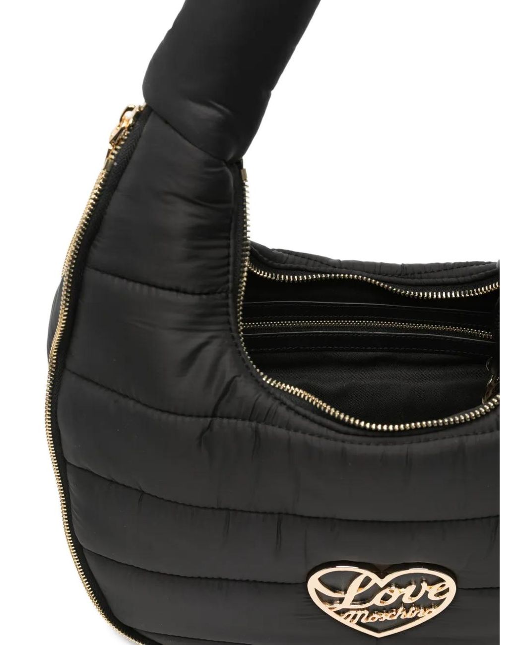 Love Moschino Black Heart-Plaque Quilted Tote Bag