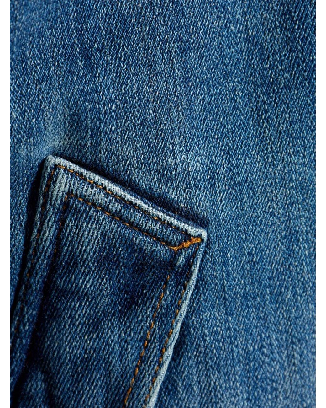 Loewe Blue Contrast-Collar Denim Jacket for men