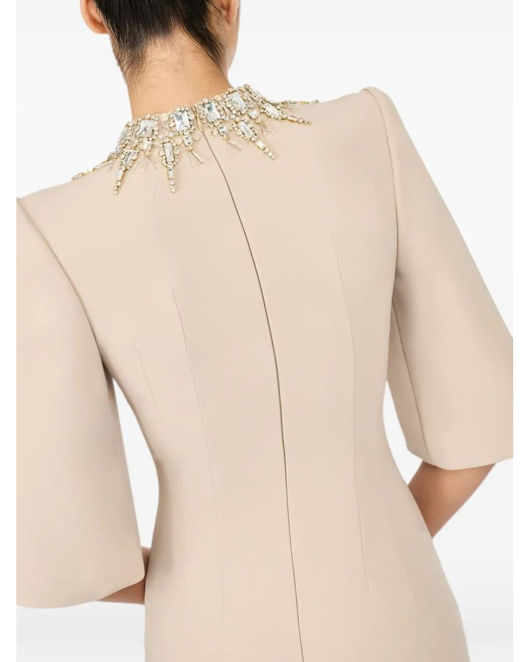 Jenny Packham Natural Bibi Crystal-Embellished Dress