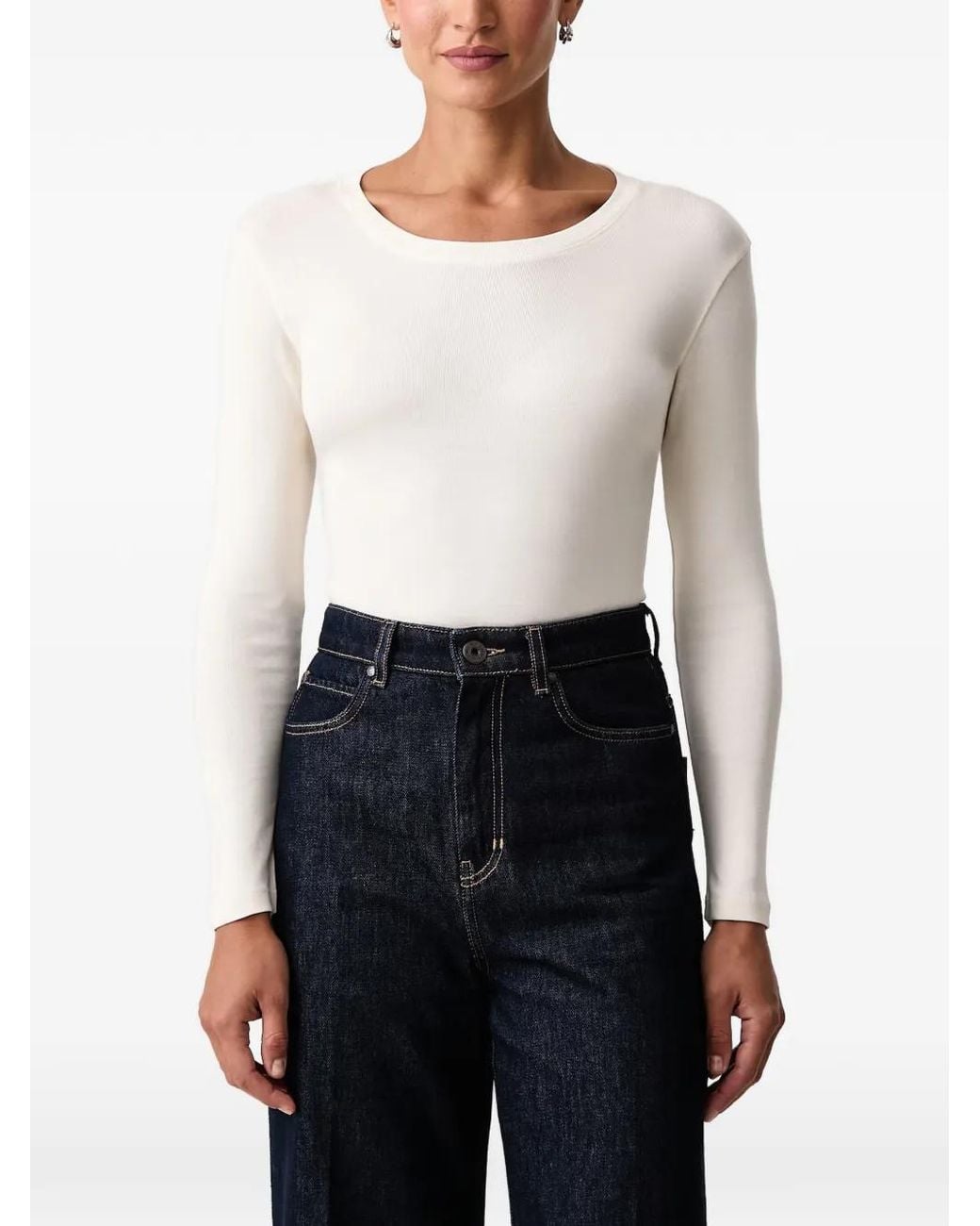 Mos Mosh White Mmmali Ribbed Long-Sleeve T-Shirt