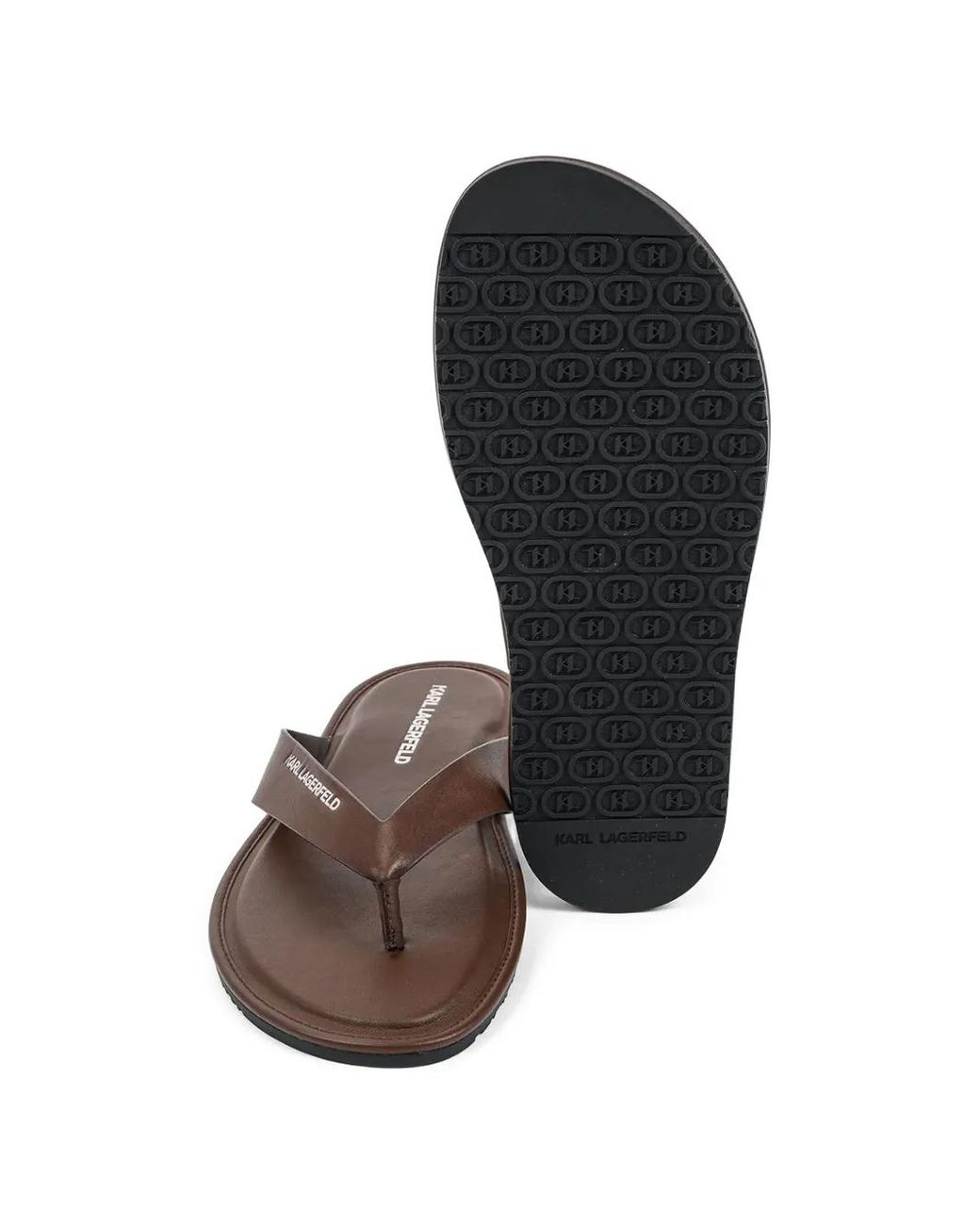Karl Lagerfeld Brown Logo-Print Flip-Flops for men