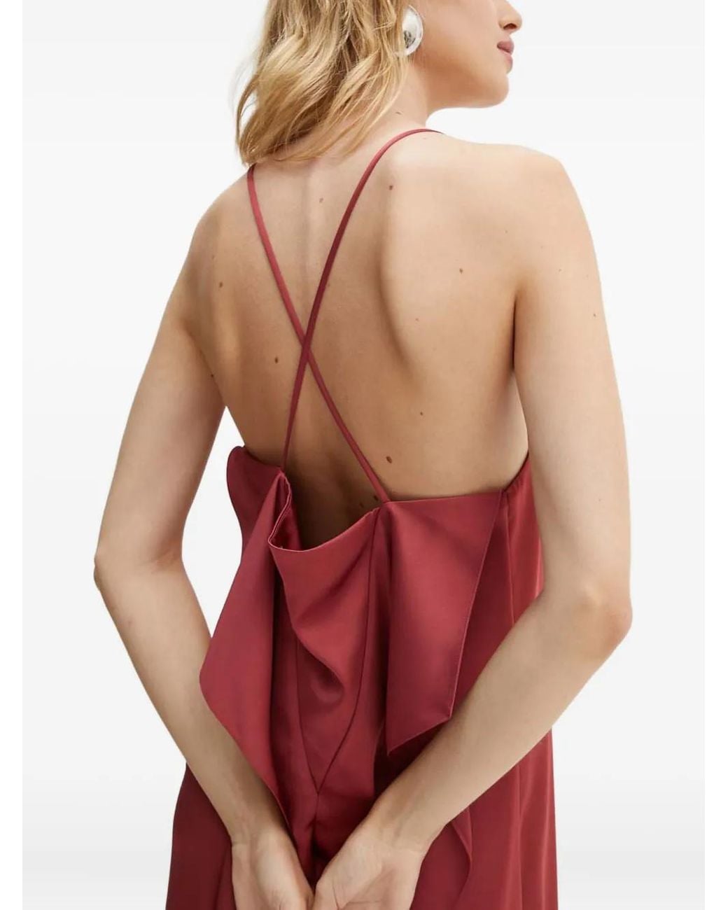 Stine Goya Red V-Neck Ruffled Dress