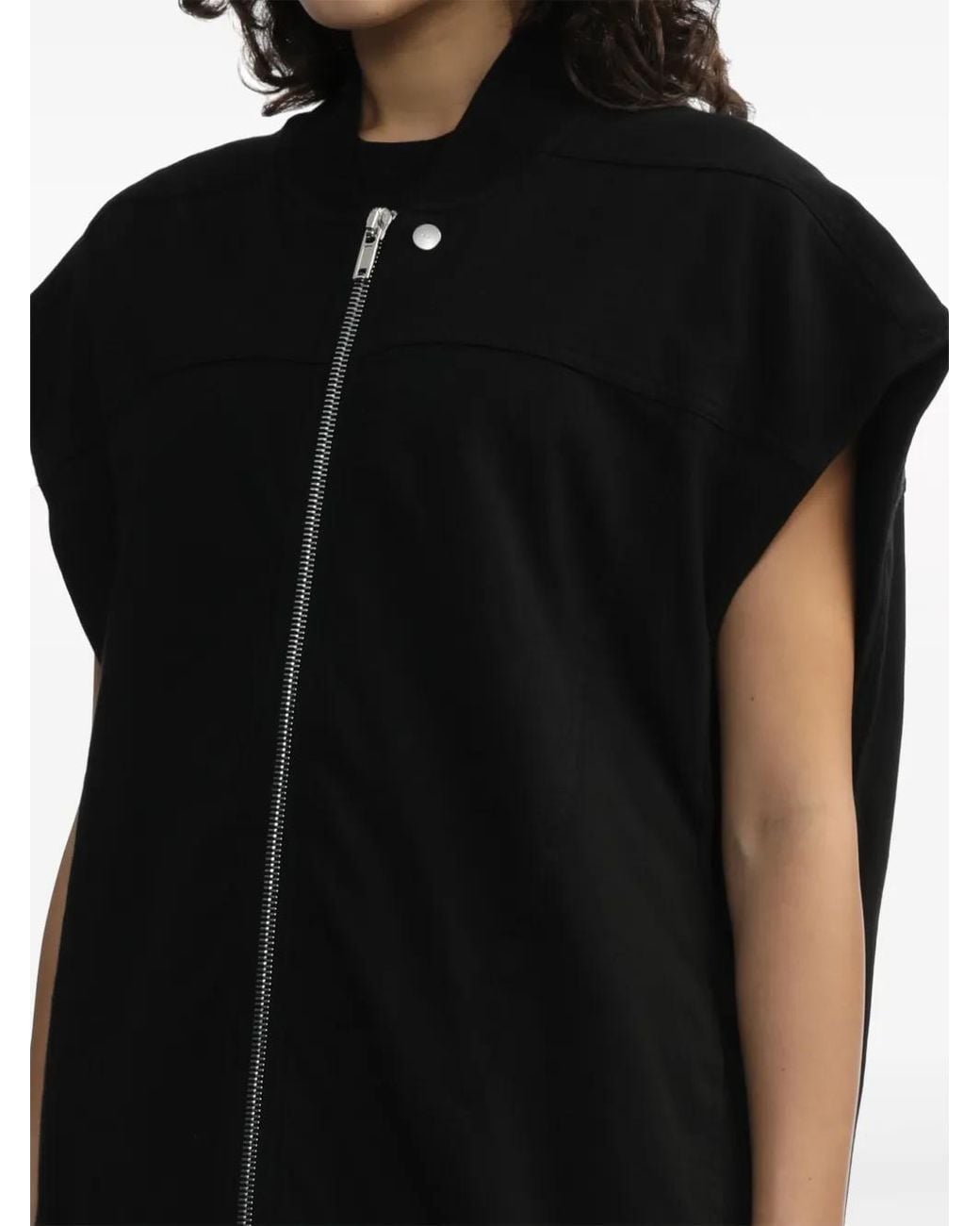 Rick Owens Black Zip-Up Cotton Vest