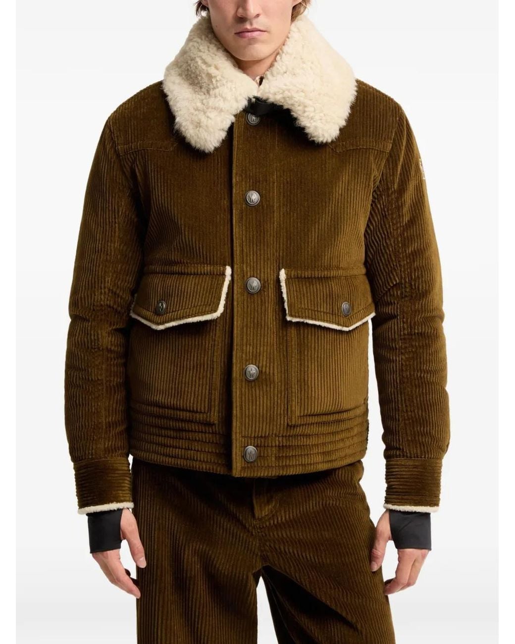 Moncler Green Givrand Corduroy Down Jacket for men