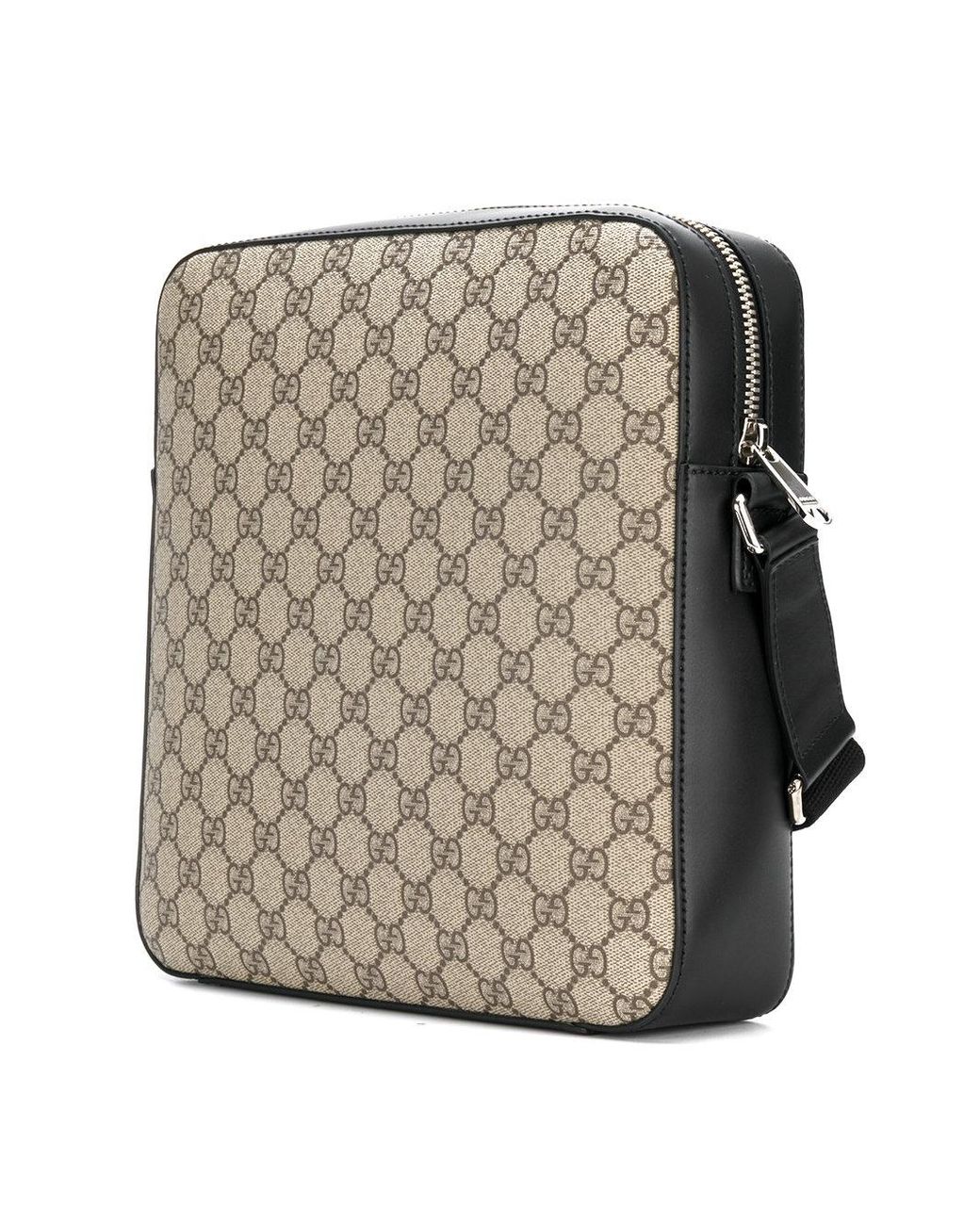 Gucci Gg Supreme Flat Messenger Bag in Brown for Men | Lyst