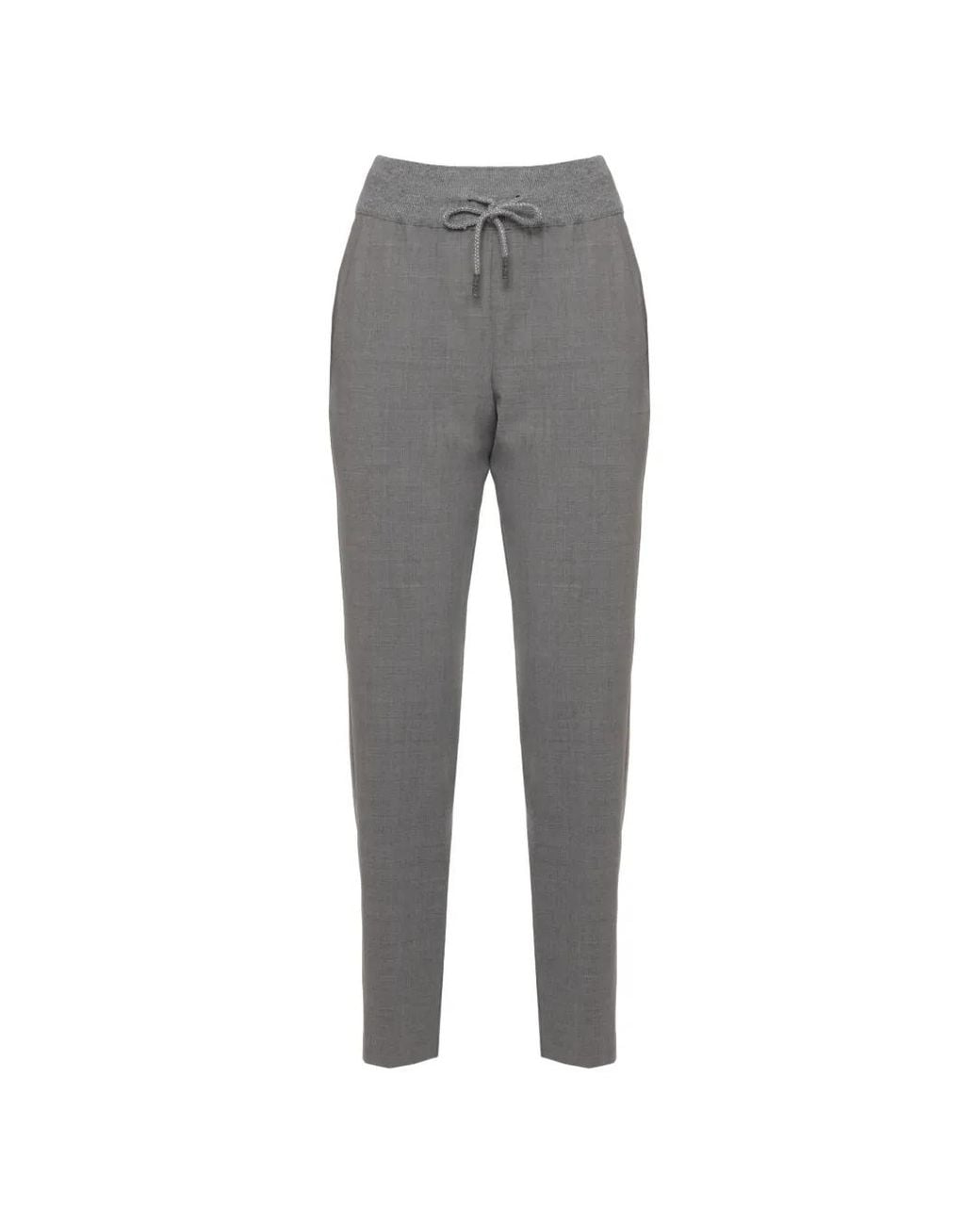 Panicale Gray Drawstring-Waist Tapered Trousers