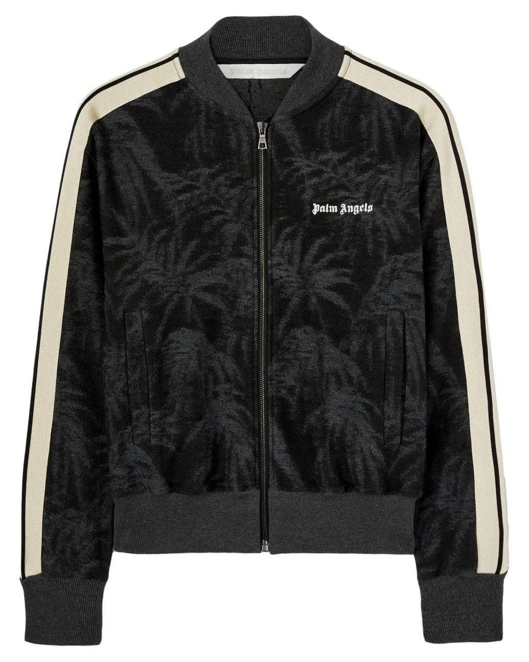 Palm Angels Black Pams-Jacquard Zipped Sweater