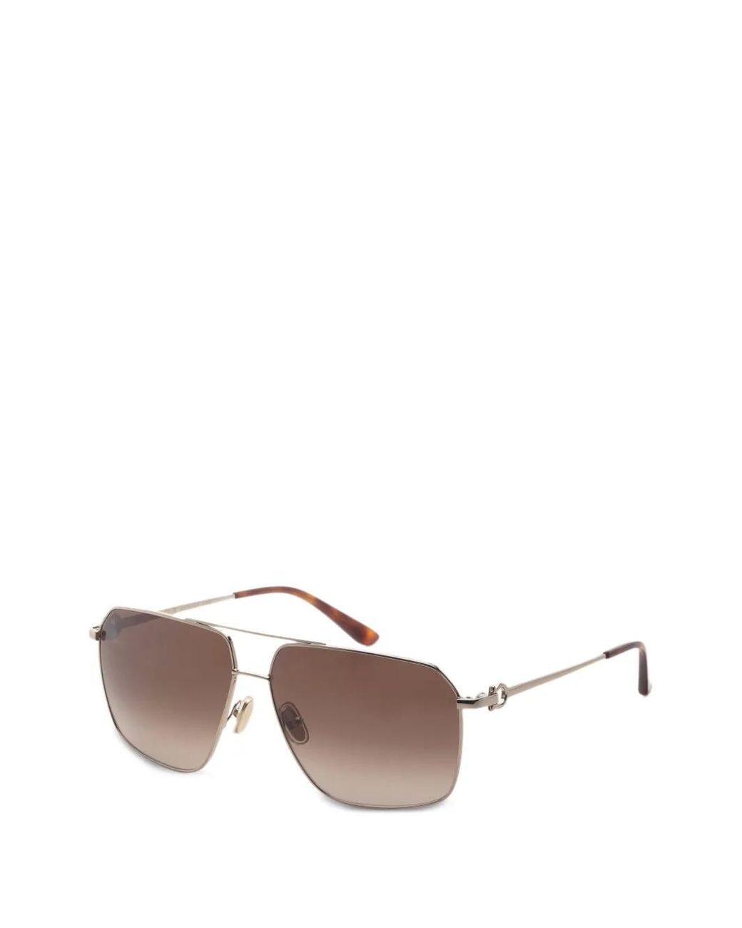 Ferragamo Eyewear Metallic Gancini-Detail Geometric-Frame Sunglasses for men