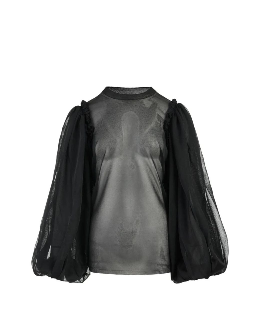Comme des Garçons Black Sheer Puffed-Sleeve Top