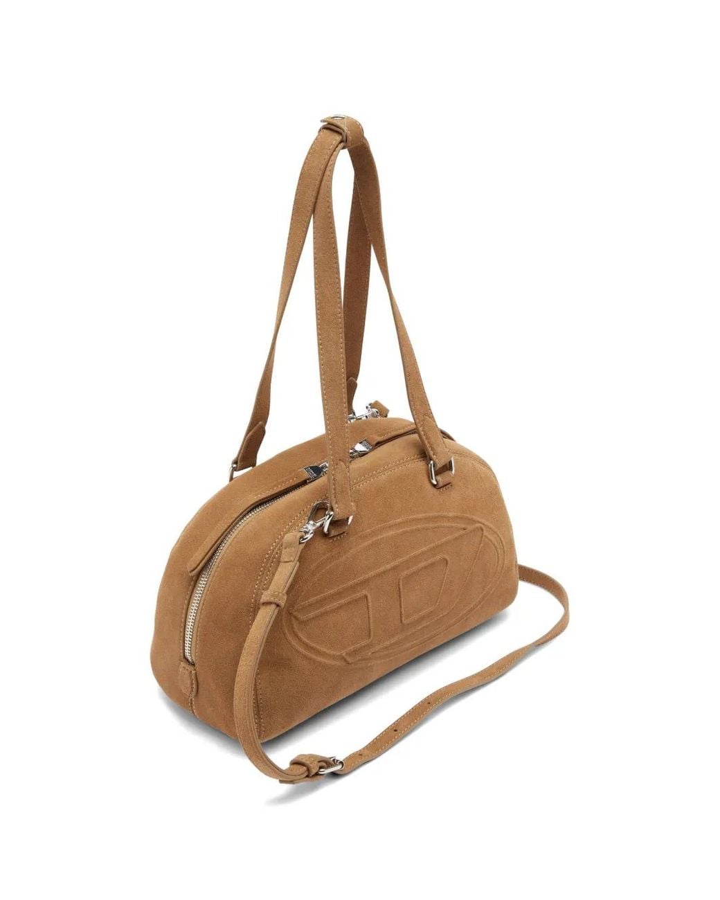 DIESEL Brown 1Dr Dome-Suede Shoulder Bag With Oval D Logo
