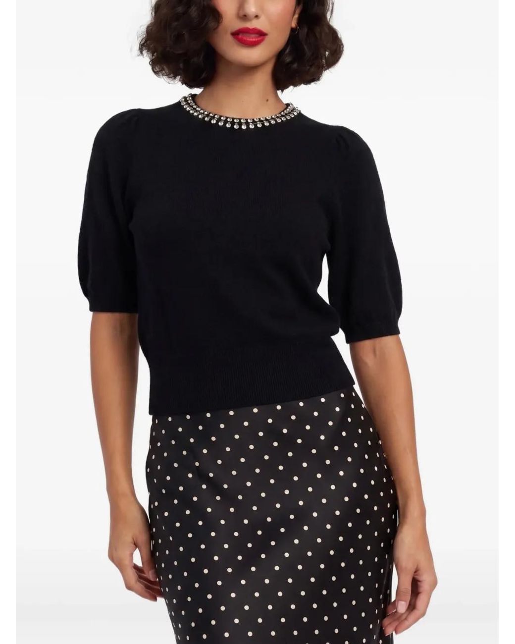 Chinti & Parker Black Crystal-Embellished Top
